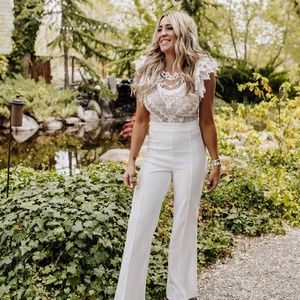 Long white lace romper